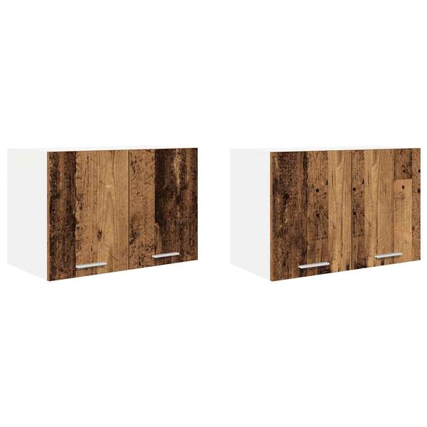 vidaXL H&auml;ngeschrank mit T&uuml;r 2 pcs Altes Holz und Wei&szlig; 60 x 31 x 40 cm