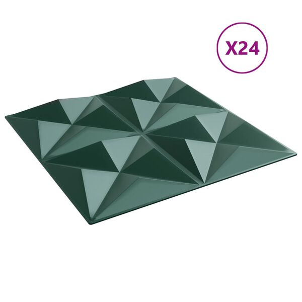 vidaXL Wandpaneele 24 Stk. Gr&uuml;n 50x50 cm XPS 6 m&sup2; Origami