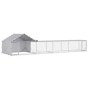 vidaXL H&uuml;hnerstall mit Dach und Hof 2 Stk. Silber 7 x 2 x 1,5 m