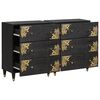 vidaXL Sideboard 2 pcs Schwarz 60 x 33 x 75 cm Massivholz Mango