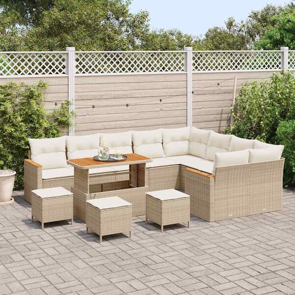 vidaXL Gartensofa-set 13 pcs Beige Poly-Rattan