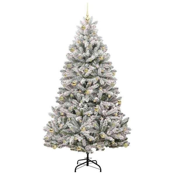 vidaXL K&uuml;nstlicher Weihnachtsbaum Gr&uuml;n und Wei&szlig; 240 cm PVC und Metall