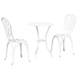 vidaXL Garten Bistro Set 3 stk. Wei&szlig; Aluminium