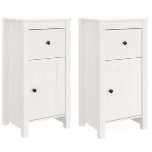 vidaXL Sideboards 2 Stk. Wei&szlig; 40x35x80 cm Massivholz Kiefer