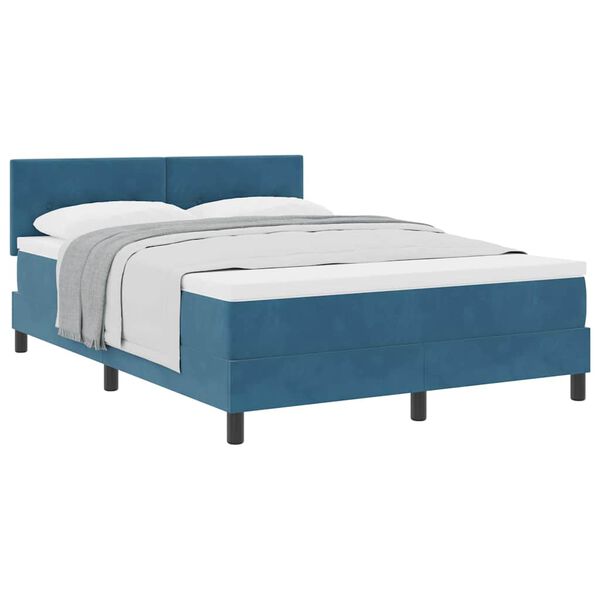 vidaXL Boxspringbett mit Matratze Dunkelblau 140 x 200 cm Samt