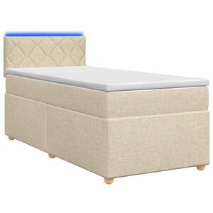 vidaXL Boxspringbett mit Matratze mit Kopfteil Creme 80 x 200 cm Stoff