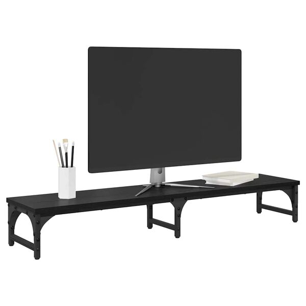 vidaXL Monitor Halterung Schwarz Eichen-Optik 105 x 23 x 15,5 cm