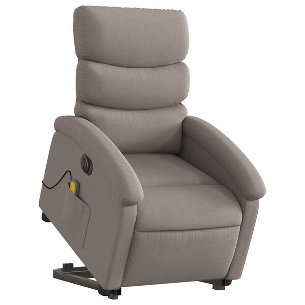 vidaXL Elektrischer Massagesessel mit Aufstehhilfe Taupe Stoff