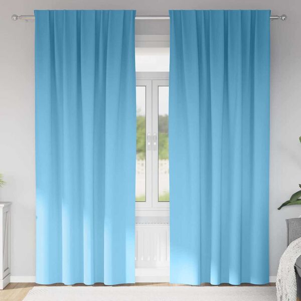 vidaXL Verdunkelungs-Vorh&auml;nge mit Ringen 2 pcs Himmelblau 225 x 140 cm