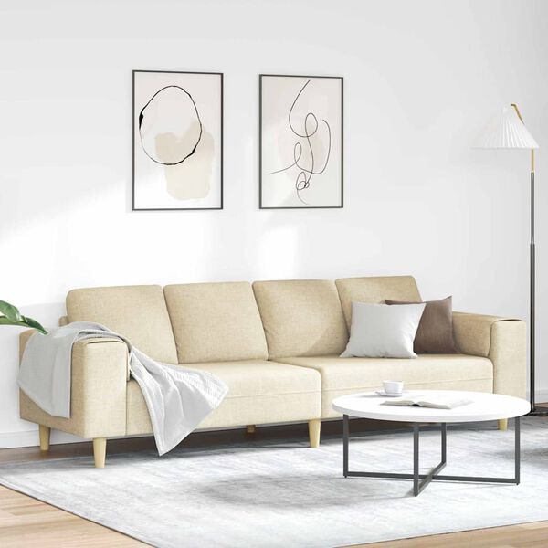 vidaXL Sofa Set Creme Stoff