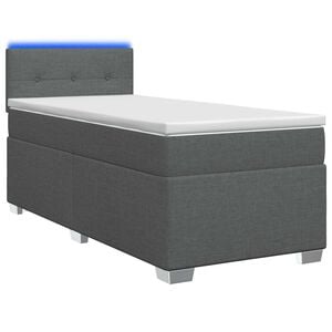 vidaXL Boxspringbett mit Matratze und LED Dunkelgrau Einzeln Stoff