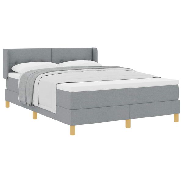 vidaXL Boxspringbett mit Matratze Hellgrau 200 x 160 cm Stoff