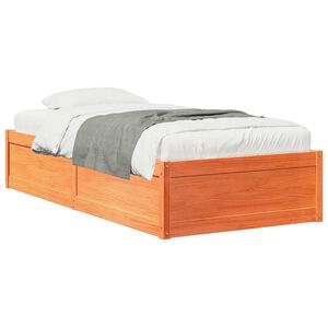 vidaXL Massivholzbett ohne Matratze Wachsbraun 75x190 cm Kiefernholz