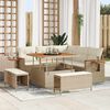 vidaXL Gartensofa-set mit Kissen 9 pcs Beige und Creme Poly-Rattan