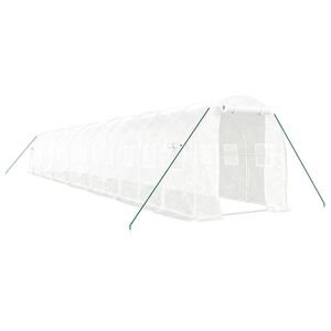 vidaXL Gew&auml;chshaus mit Stahlrahmen Wei&szlig; 28 m&sup2; 14x2x2 m