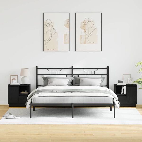 vidaXL Nachttisch 2 pcs Schwarz Eichen-Optik 50 x 34,5 x 50 cm