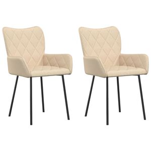 vidaXL Esszimmerst&uuml;hle 2 Stk. Creme Stoff