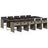 vidaXL 11-tlg. Garten-Essgruppe mit Kissen Grau Poly Rattan