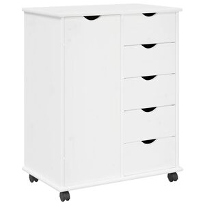 vidaXL Rollschrank Mit Rad Wei&szlig; 63,5 x 39 x 79 cm Massivholz Kiefer