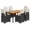 vidaXL 7-tlg. Garten-Bistro-Set mit Kissen Schwarz Poly Rattan
