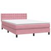 vidaXL Boxspringbett mit Matratze & LED Rosa 160x220 cm Samt