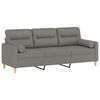 vidaXL 3-Sitzer-Sofa mit Kissen Dunkelgrau 180 cm Stoff