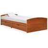 vidaXL Massivholzbett mit 2 Schubladen Honigbraun Kiefer 90x200 cm