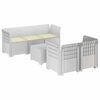 vidaXL 5-Sitzer Gartensofa mit Kissen Rattan-Look PP Wei&szlig;