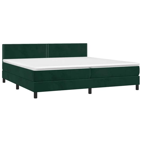 vidaXL Boxspringbett mit Matratze Dunkelgr&uuml;n 200x200 cm Samt