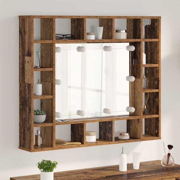 vidaXL Spiegelschrank Altholz 91 x 15 x 76,5 cm Holzwerkstoff