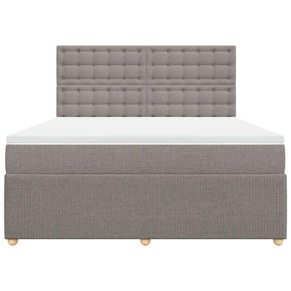 vidaXL Boxspringbett mit Matratze Taupe 180x200 cm Stoff