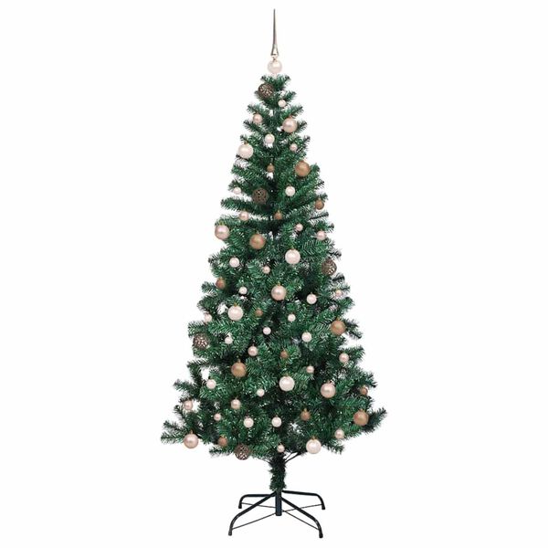 vidaXL K&uuml;nstlicher vorbeleuchteter Weihnachtsbaum Gr&uuml;n 210 cm