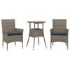 vidaXL 3-tlg. Garten-Essgruppe mit Kissen Grau Poly Rattan Akazie