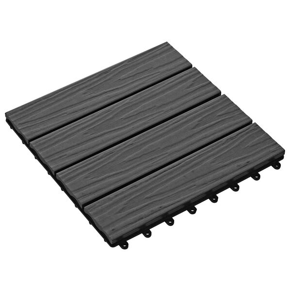 vidaXL Terrassenfliese 3D-Design 11 pcs Schwarz 30 x 30 cm WPC