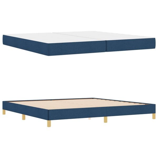 vidaXL Boxspringbett mit Matratze Blau 200 x 200 cm Stoff