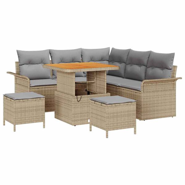 vidaXL Garten-Sofa-Set mit Kissen mit Kissen 8 pcs Beige und Hellgrau