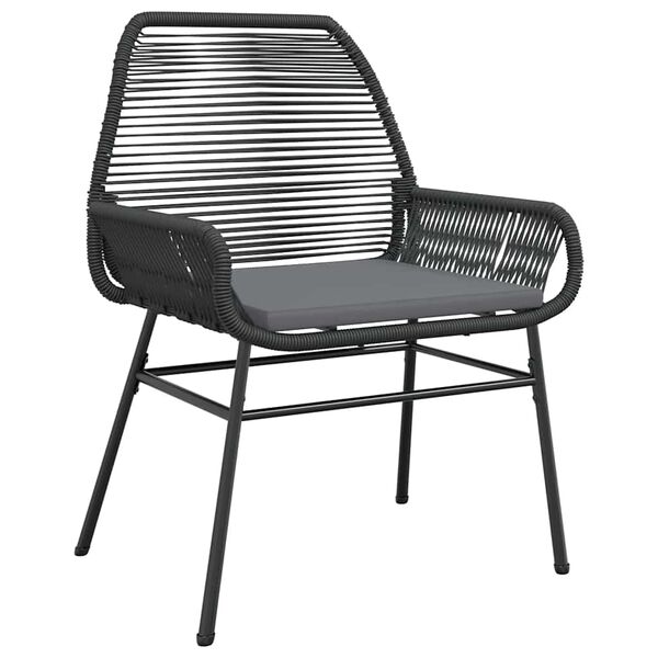 vidaXL 3-tlg. Garten-Essgruppe mit Kissen Schwarz Poly Rattan Glas