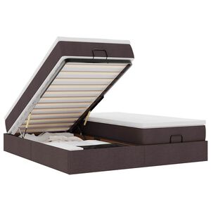 vidaXL Ottoman-Bett mit Matratzen Dunkelbraun 180x200 cm Stoff
