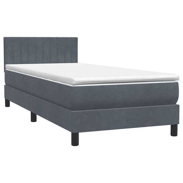 vidaXL Boxspringbett mit Matratze Dunkelgrau 80x220 cm Samt