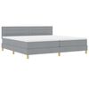 vidaXL LED Boxspringbett mit Matratze Hellgrau 200 x 200 cm Stoff
