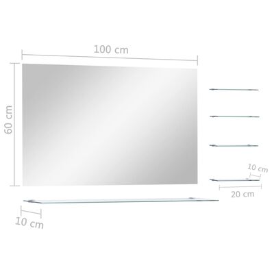 vidaXL Wandspiegel mit Ablage 100x60 cm Hartglas
