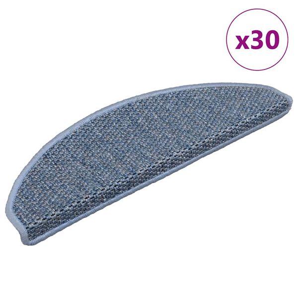 vidaXL Stufenmatten Selbstklebend Sisal-Optik 30Stk. 65x21x4cm Blau