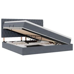 vidaXL Bett mit Stauraum und LED mit LED Dunkelgrau 200 x 200 cm Samt