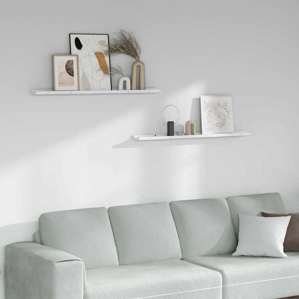 vidaXL Wandregal 2 pcs Wei&szlig; Marmor 100 x 9 x 3 cm Holzwerkstoff