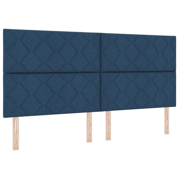 vidaXL Boxspringbett mit Matratze mit LED Blau 200 x 200 cm Stoff