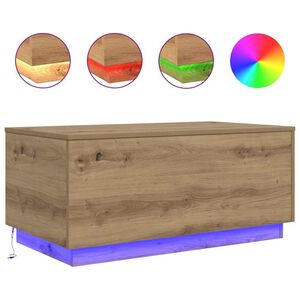 vidaXL Couchtisch mit LED-Leuchten Artisan-Eiche 90x50x40 cm