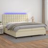 vidaXL Boxspringbett mit Matratze & LED Creme 200x200 cm Kunstleder
