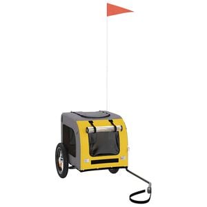 vidaXL Fahrradanh&auml;nger Hunde Gelb und Grau Oxford-Gewebe und Eisen