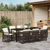 vidaXL Garten Essgruppe 9 pcs Braun Poly-Rattan