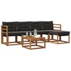 vidaXL Outdoor-Sofagarnitur mit Kissen 6 pcs Nat&uuml;rlich und Schwarz